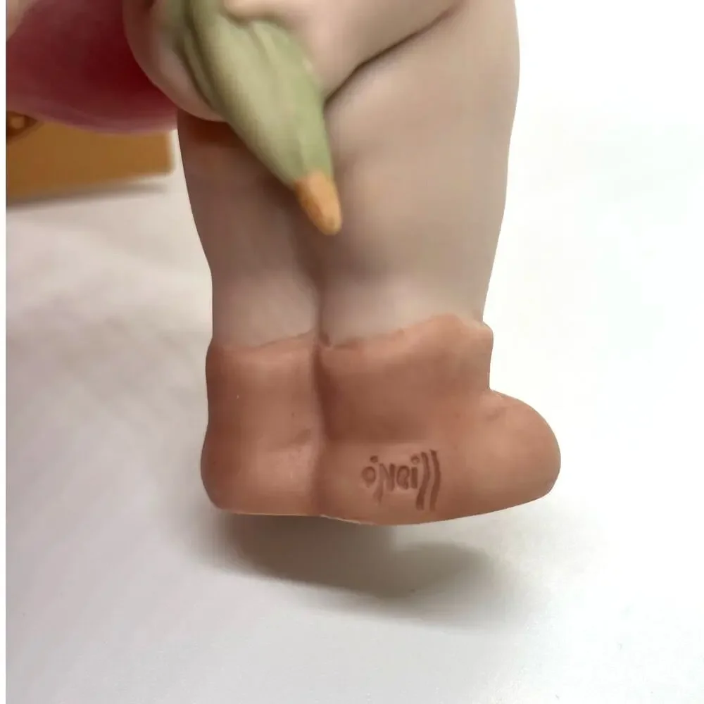 VTG 1994 Enesco, Rose O'Neill Porcelain Kewpie Doll, Wearing Overshoes, Umbrella
